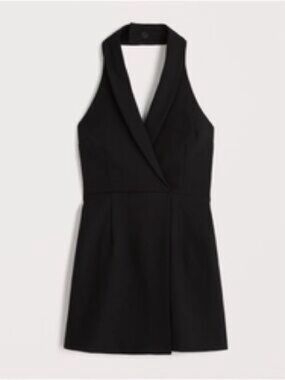 Abercrombie & Fitch Black Halter V-Neck Romper, Skort